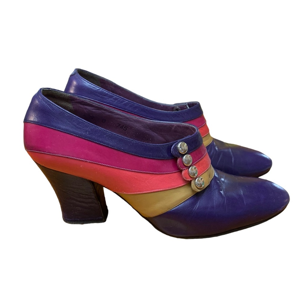 Jerry Edouard Size 7 Vintage Women’s Heels Pumps Purple Stripe Band Vintage